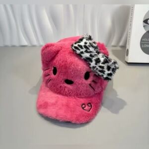 Sanrio Hello Kitty 3D Plush Cap Baseball Cap Hat with Bow Pink New